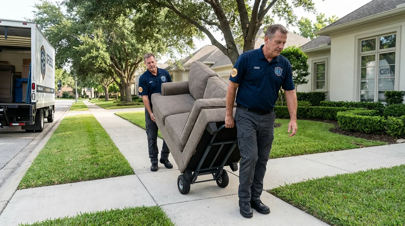Local residential moving crew loading furniture in Scarborough, ME