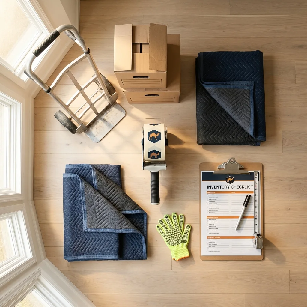 Professional moving supplies and packing materials layout for Scarborough residential relocations